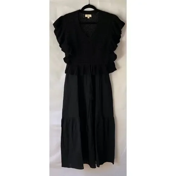 Elan The Aurora Dress Black Midi Dress w/Black over sweater vest Size S - Picture 13 of 16